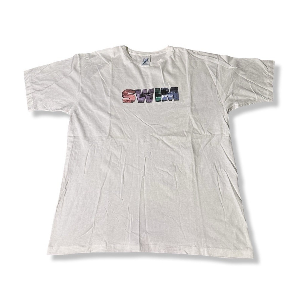 Vintage 90s GAP Swim White Graphic T Shirt Size XL Made In USA Streetwear